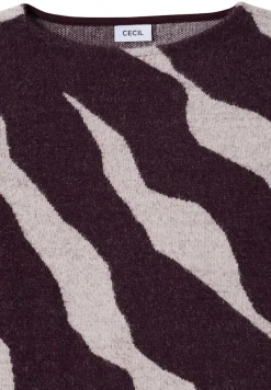 Cecil Pullover & Sweatshirts*Gemustertes Federgarn Shirt eggplant red