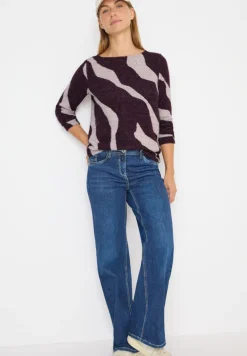 Cecil Pullover & Sweatshirts*Gemustertes Federgarn Shirt eggplant red