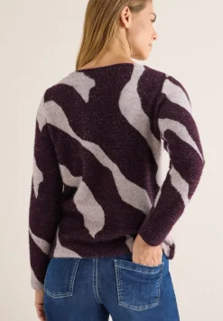 Cecil Pullover & Sweatshirts*Gemustertes Federgarn Shirt eggplant red