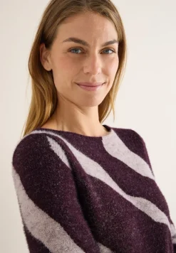 Cecil Pullover & Sweatshirts*Gemustertes Federgarn Shirt eggplant red