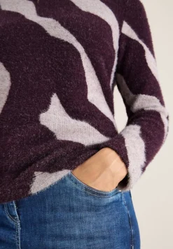 Cecil Pullover & Sweatshirts*Gemustertes Federgarn Shirt eggplant red