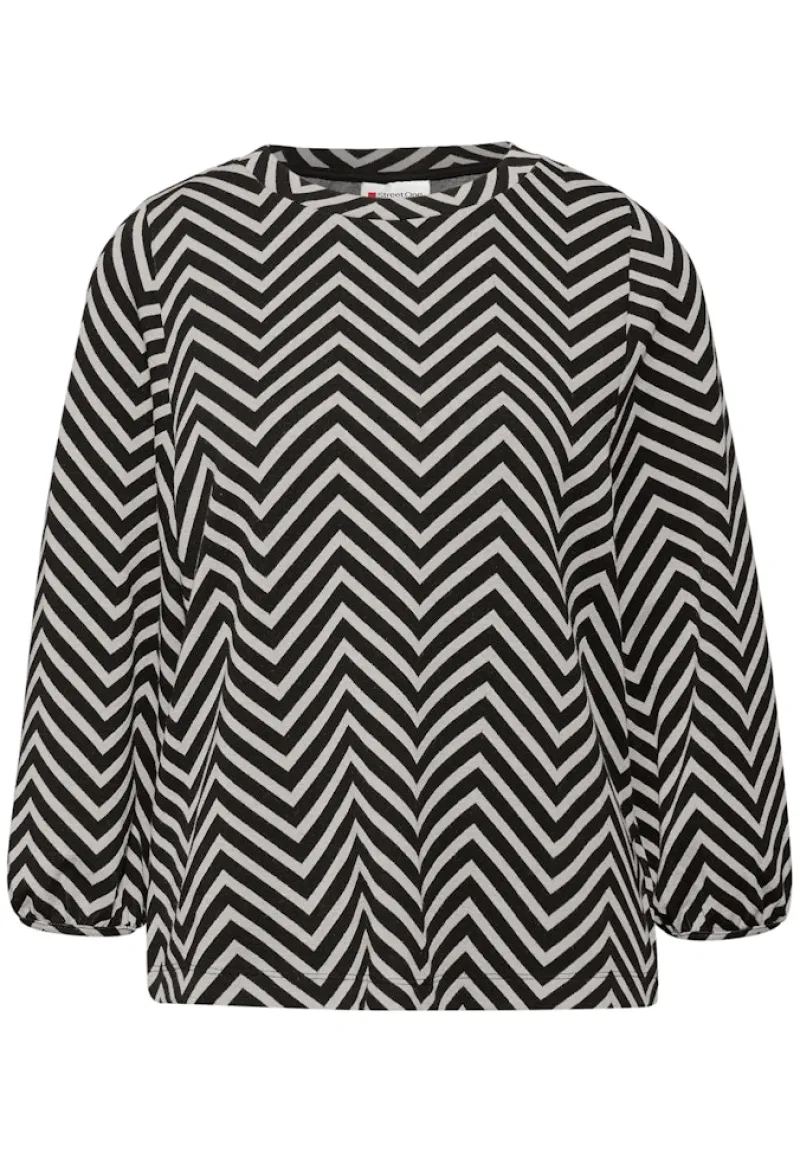 Street One Shirts*Gemustertes Jacquard Shirt Black