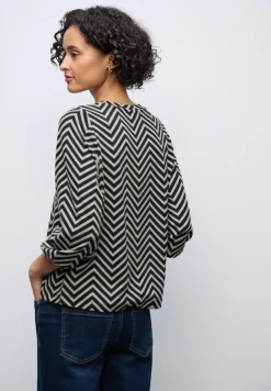 Street One Shirts*Gemustertes Jacquard Shirt Black