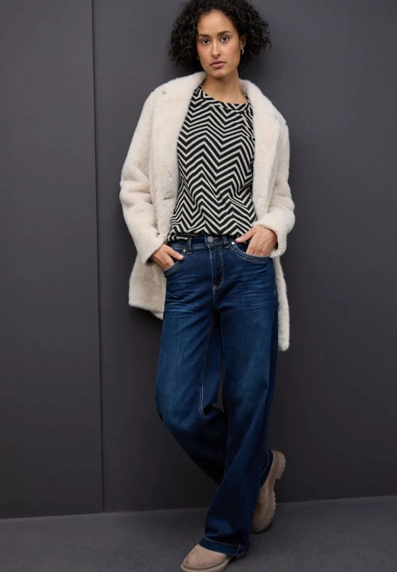 Street One Shirts*Gemustertes Jacquard Shirt Black