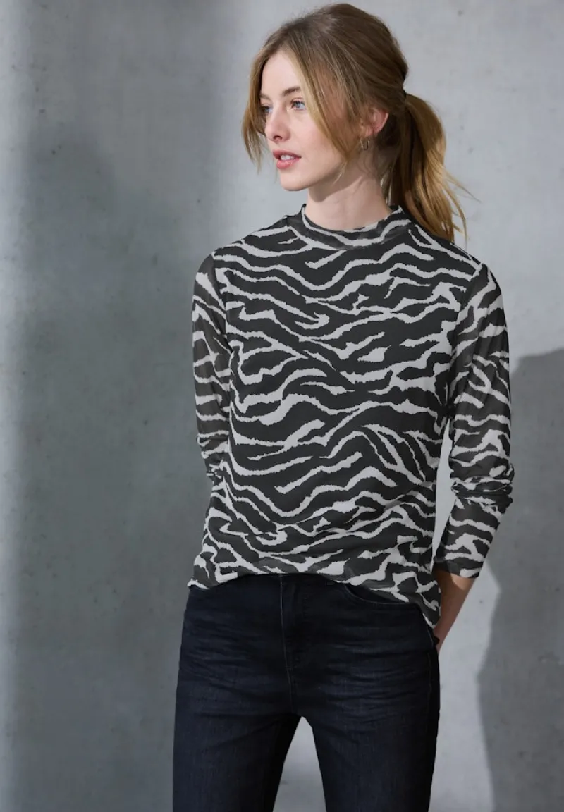 STREET ONE STUDIO Shirts*Gemustertes Mesh-Shirt flint grey