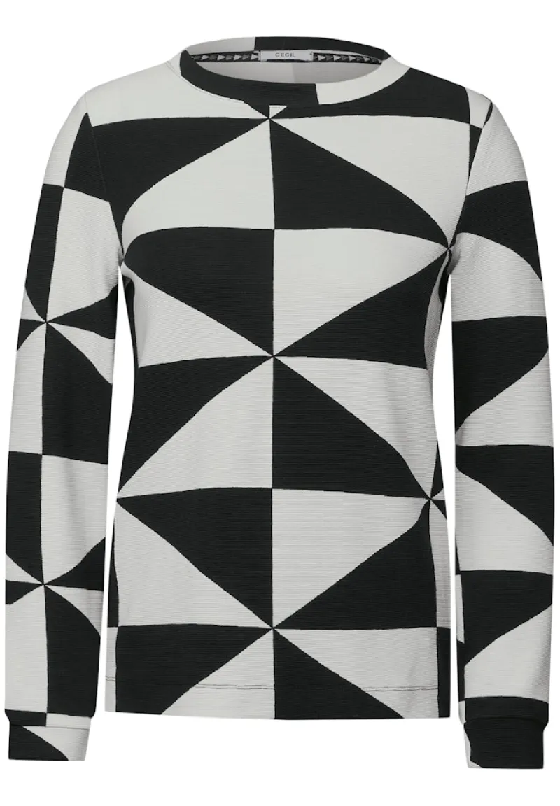 Cecil Shirts*Gemustertes Ottoman Shirt Black