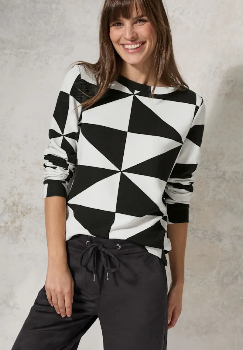 Cecil Shirts*Gemustertes Ottoman Shirt Black