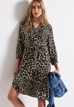 Street One Kleider*Gemustertes Tunika-Kleid Black