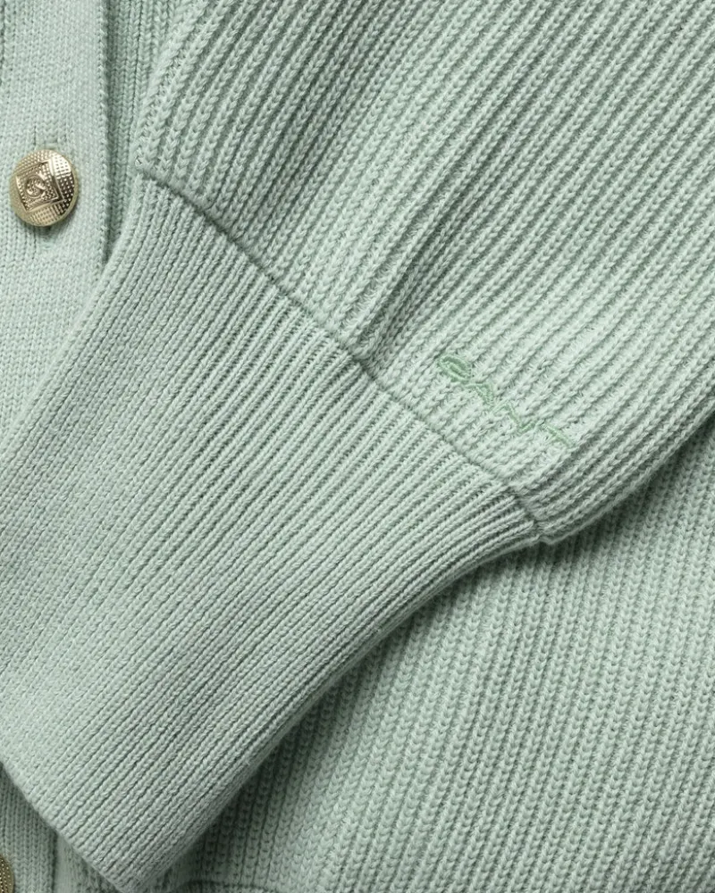 Gant Pullover & Sweatshirts*Gerippte Baumwollstrickjacke porcelain green