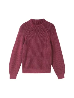 Tom Tailor Pullover & Sweatshirts*Gerippter Pullover mit Stehkragen blackberry rib structure