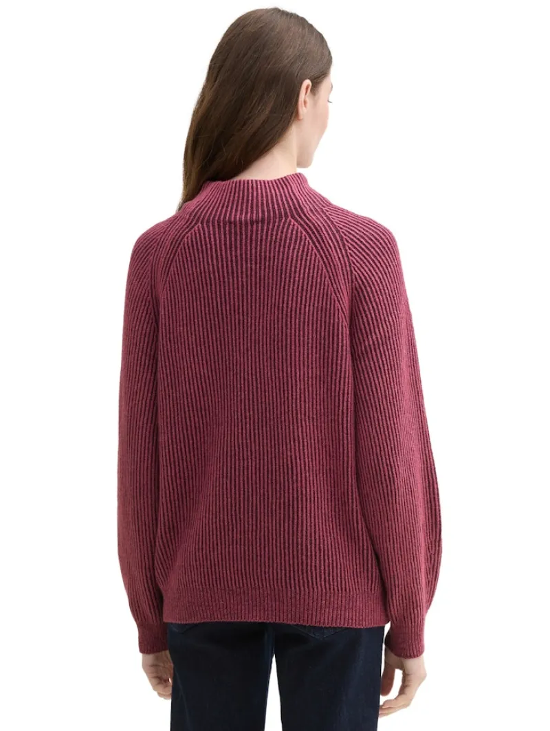 Tom Tailor Pullover & Sweatshirts*Gerippter Pullover mit Stehkragen blackberry rib structure