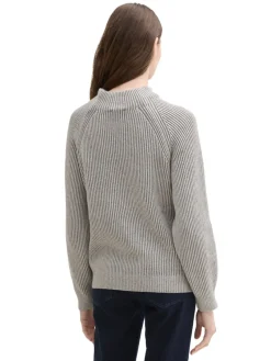Tom Tailor Pullover & Sweatshirts*Gerippter Pullover mit Stehkragen explicit grey rib structure