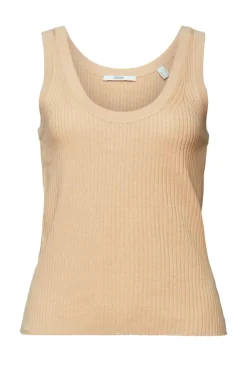 Esprit Shirts*Gerippter Pullunder, Leinenmix sand