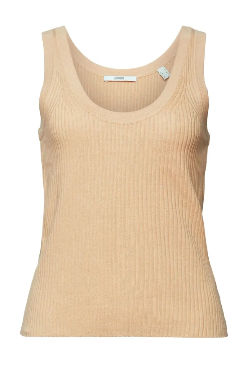 Esprit Shirts*Gerippter Pullunder, Leinenmix sand