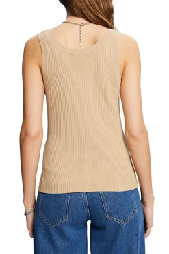 Esprit Shirts*Gerippter Pullunder, Leinenmix sand