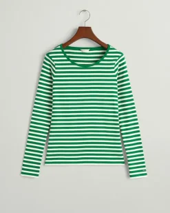 Gant Shirts*Geripptes Langarm-T-Shirt mit Streifen lavish green