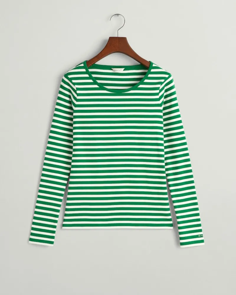 Gant Shirts*Geripptes Langarm-T-Shirt mit Streifen lavish green