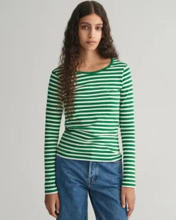 Gant Shirts*Geripptes Langarm-T-Shirt mit Streifen lavish green