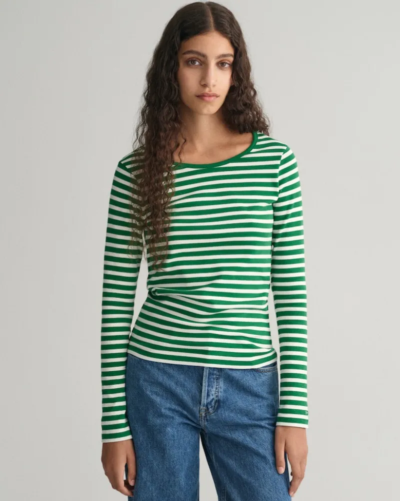 Gant Shirts*Geripptes Langarm-T-Shirt mit Streifen lavish green