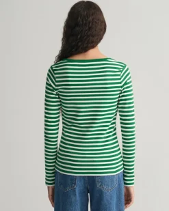 Gant Shirts*Geripptes Langarm-T-Shirt mit Streifen lavish green