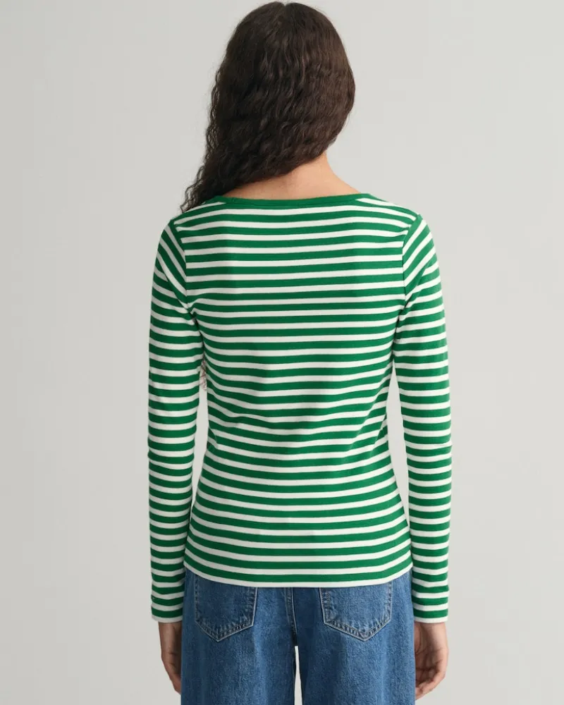 Gant Shirts*Geripptes Langarm-T-Shirt mit Streifen lavish green