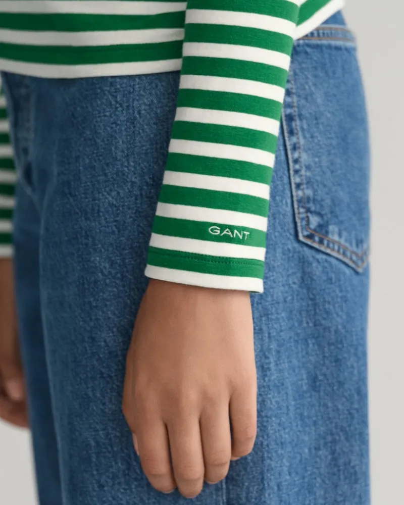Gant Shirts*Geripptes Langarm-T-Shirt mit Streifen lavish green