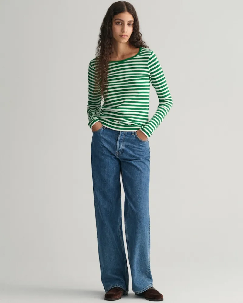 Gant Shirts*Geripptes Langarm-T-Shirt mit Streifen lavish green