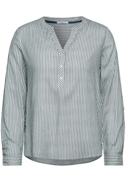 Cecil Blusen*Gestreifte Basic Bluse fir green