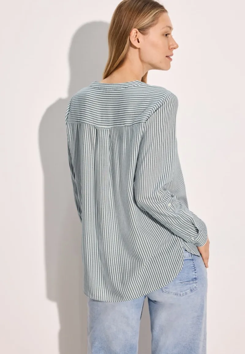 Cecil Blusen*Gestreifte Basic Bluse fir green