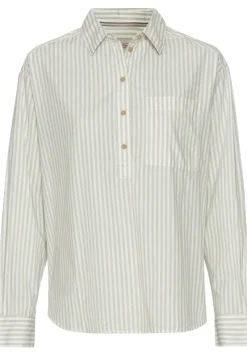 Camel Active Blusen*Gestreifte Bluse aus reiner Baumwolle eukalyptus stripes