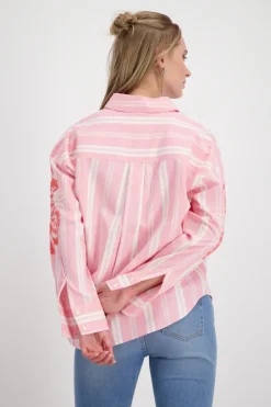 Monari Blusen*Gestreifte Bluse mit Pailletten pink smoothie gemustert