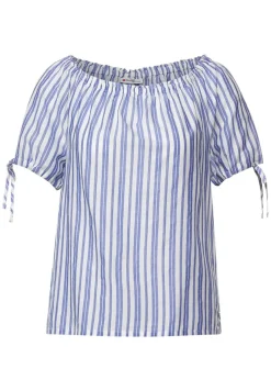 Street One Blusen*Gestreifte Carmenbluse original blue