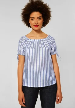Street One Blusen*Gestreifte Carmenbluse original blue