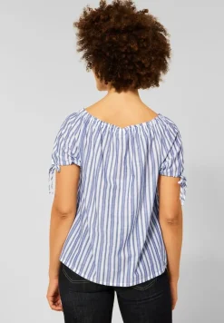 Street One Blusen*Gestreifte Carmenbluse original blue