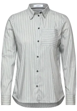 Cecil Blusen*Gestreifte Hemdbluse Black