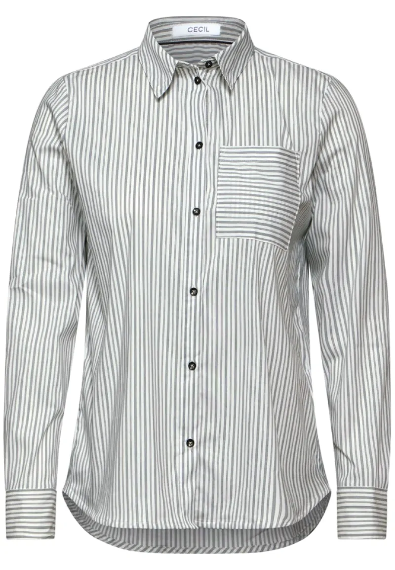 Cecil Blusen*Gestreifte Hemdbluse Black