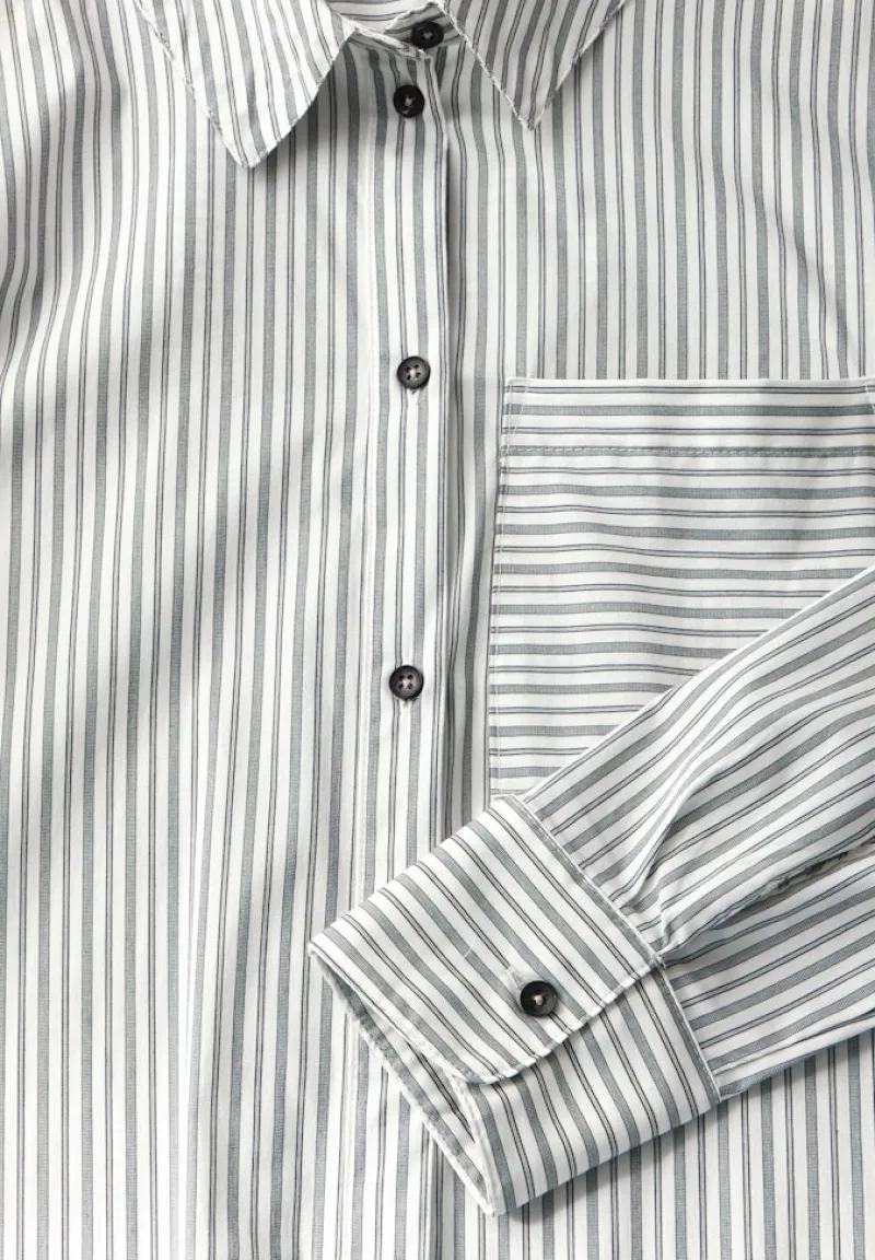 Cecil Blusen*Gestreifte Hemdbluse Black