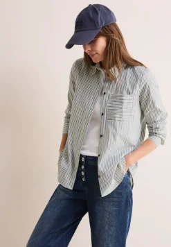 Cecil Blusen*Gestreifte Hemdbluse Black