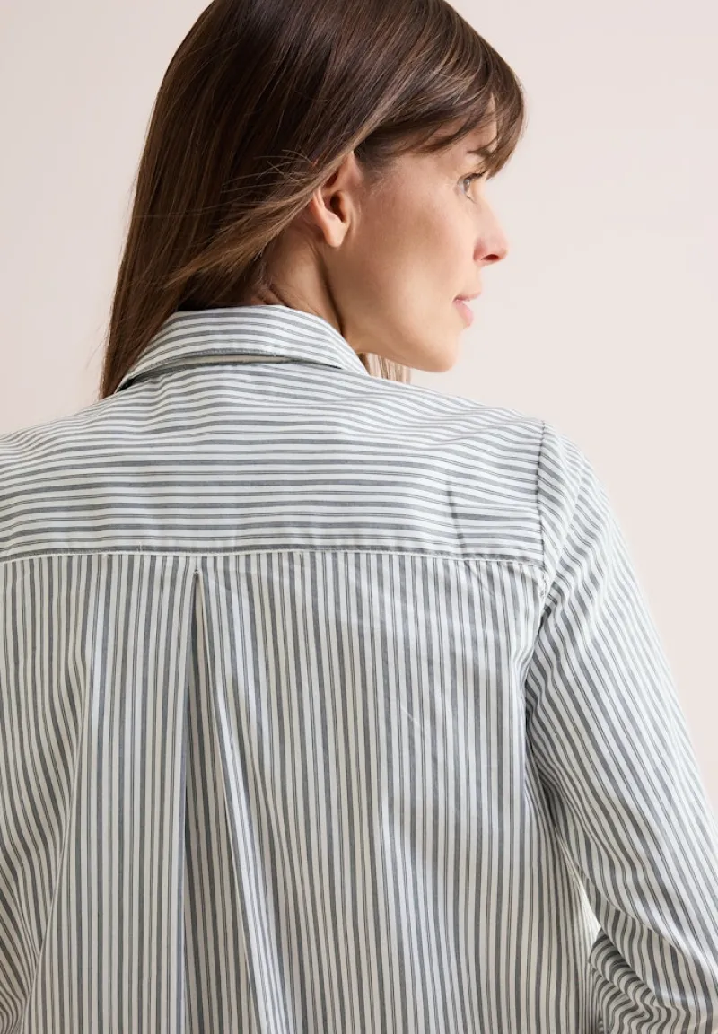 Cecil Blusen*Gestreifte Hemdbluse Black