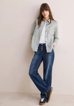 Cecil Blusen*Gestreifte Hemdbluse Black