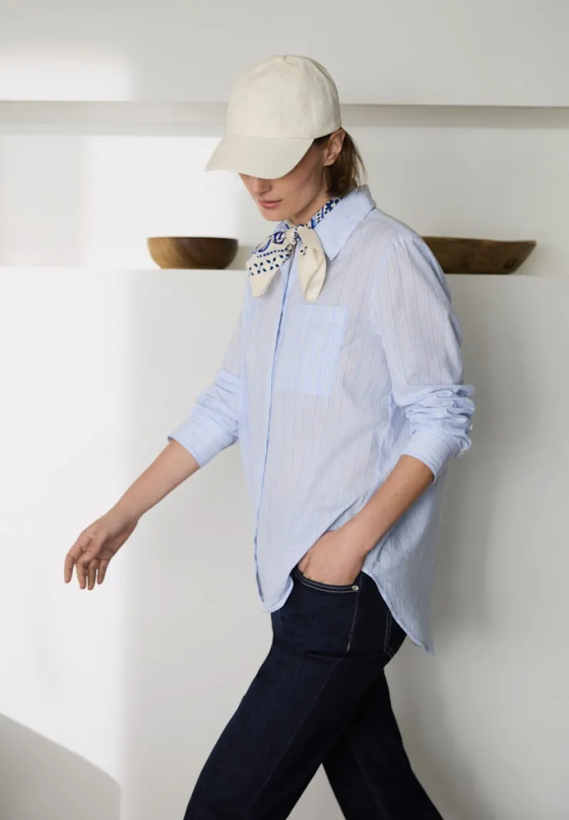 Cecil Blusen*Gestreifte Hemdbluse light sky blue