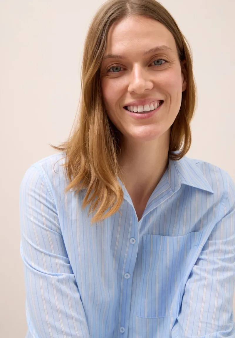 Cecil Blusen*Gestreifte Hemdbluse light sky blue