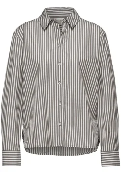 Street One Blusen*Gestreifte Hemdbluse muddy brown