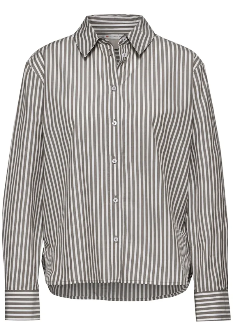 Street One Blusen*Gestreifte Hemdbluse muddy brown