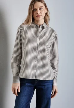 Street One Blusen*Gestreifte Hemdbluse muddy brown