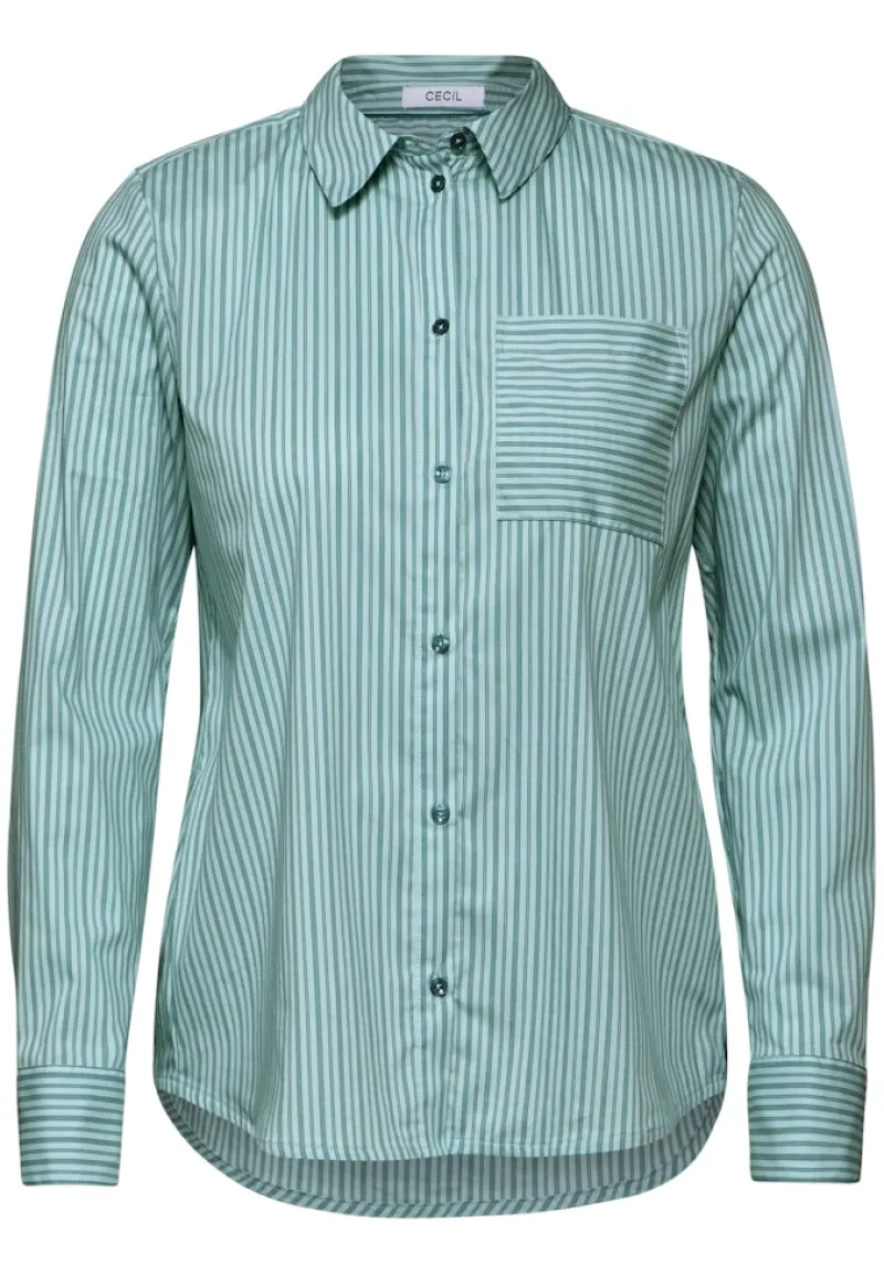 Cecil Blusen*Gestreifte Hemdbluse petrol green