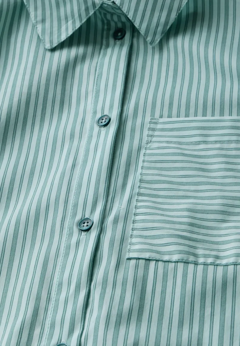 Cecil Blusen*Gestreifte Hemdbluse petrol green