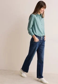 Cecil Blusen*Gestreifte Hemdbluse petrol green