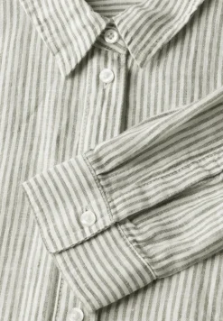 STREET ONE STUDIO Blusen*Gestreifte Leinen-Hemdbluse peridot green