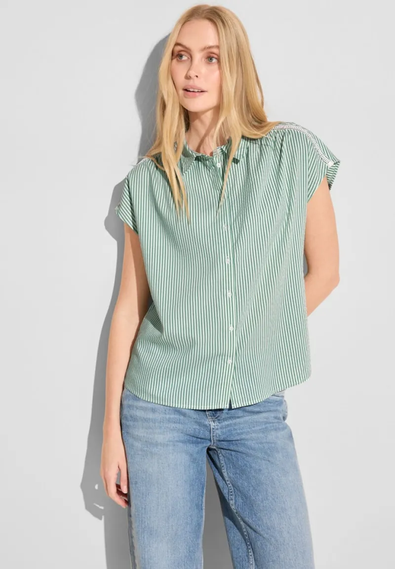 Street One Blusen*Gestreifte Sommer Bluse soft moss green